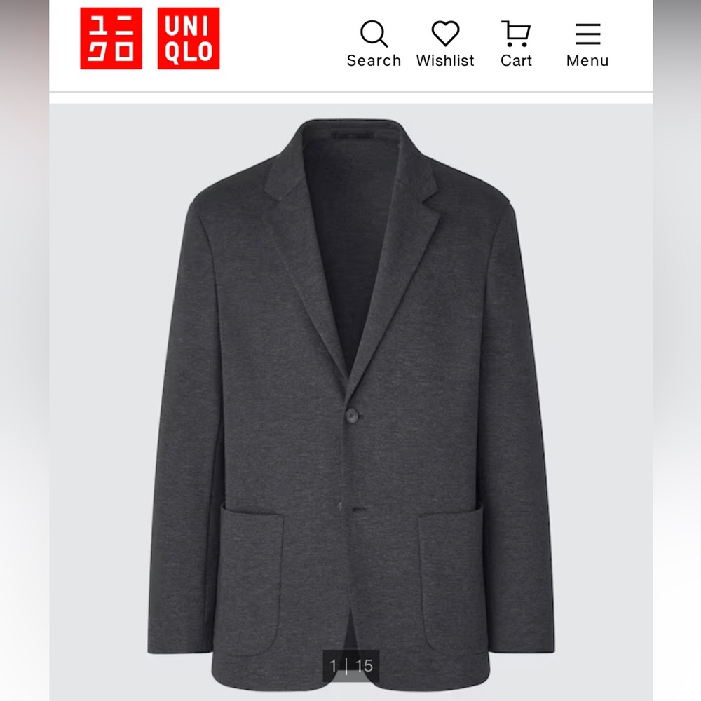 Uniqlo dark gray jersey slim fit jacket XS / S